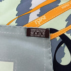 Hermes Scarf Carre 90 Light Green Black Multi Monsieur Et Madame & Silk — view 3
