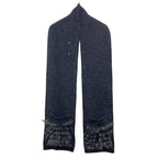Louis Vuitton Scarf Echarpe Elena Black Dark Gray Lucky Wool Silk