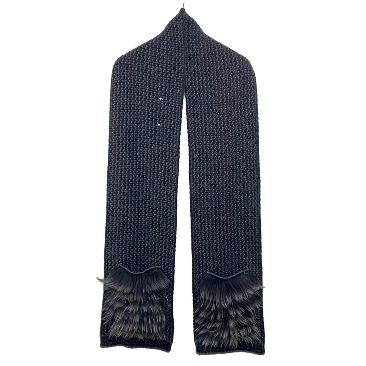 Louis Vuitton Scarf Echarpe Elena Black Dark Gray Lucky Wool Silk