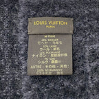 Louis Vuitton Scarf Echarpe Elena Black Dark Gray Lucky Wool Silk — view 3