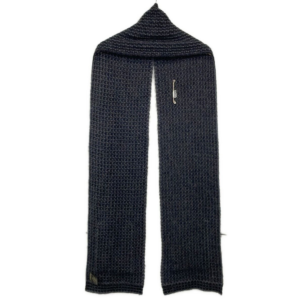 Louis Vuitton Scarf Echarpe Elena Black Dark Gray Lucky Wool Silk — view 2