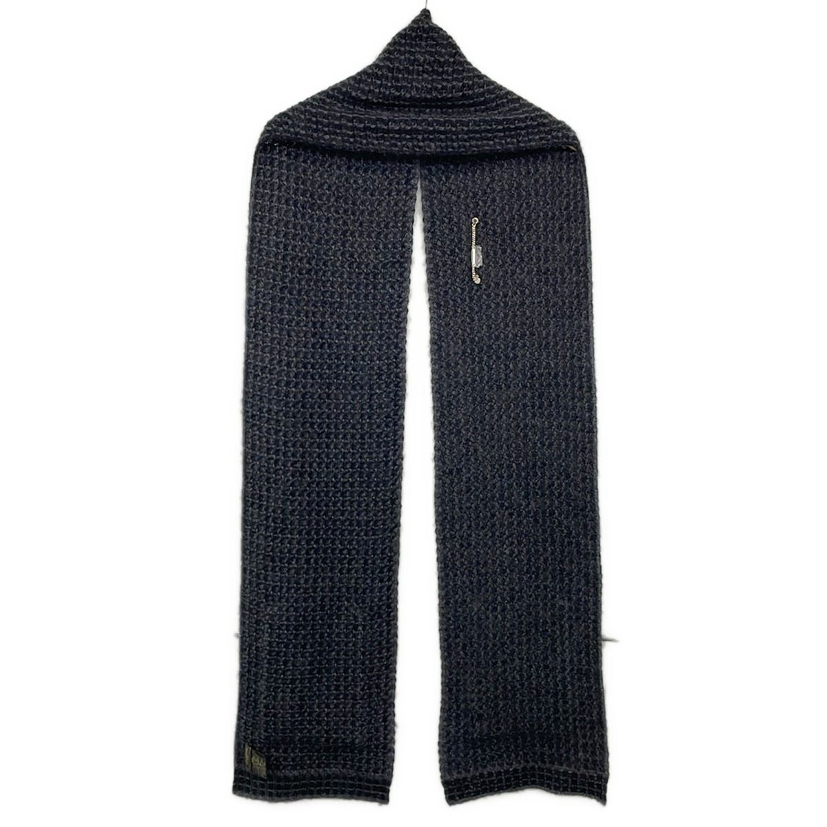 Louis Vuitton Scarf Echarpe Elena Black Dark Gray Lucky Wool Silk — view 2