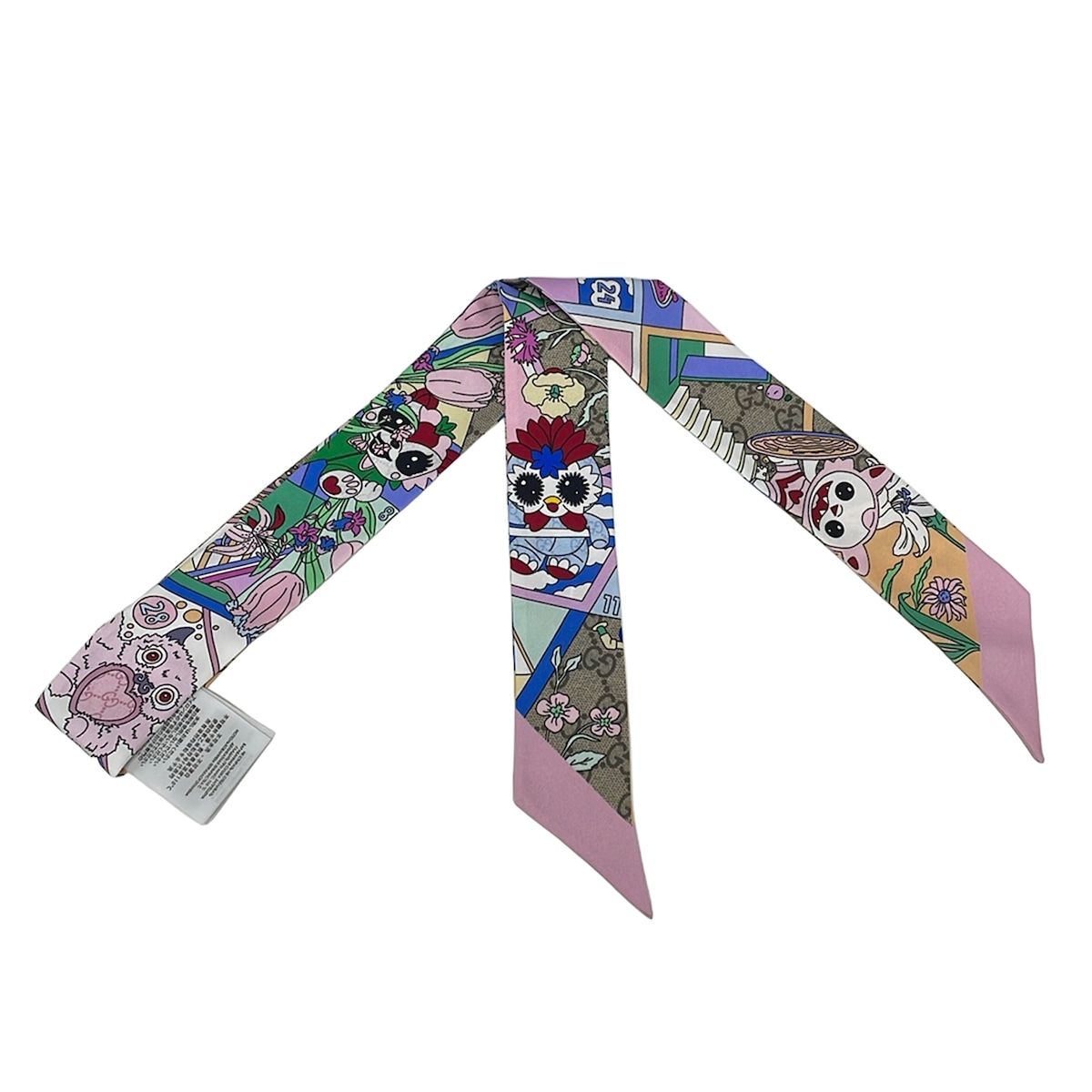 Gucci Scarf Light Pink Light Blue Multi Ribbon Besties