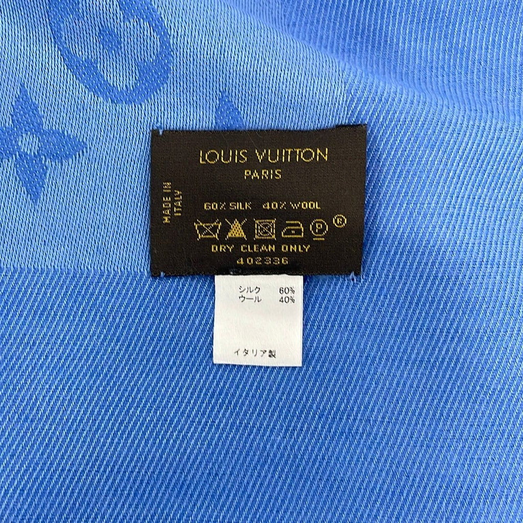Louis Vuitton Shawl Monogram Blue Wool Silk Scarf — view 2