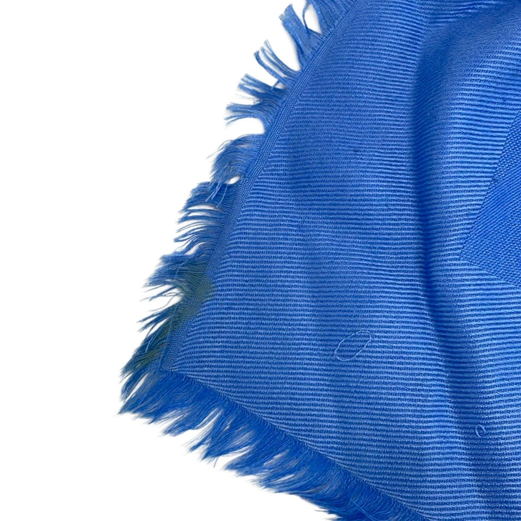 Louis Vuitton Shawl Monogram Blue Wool Silk Scarf — view 3