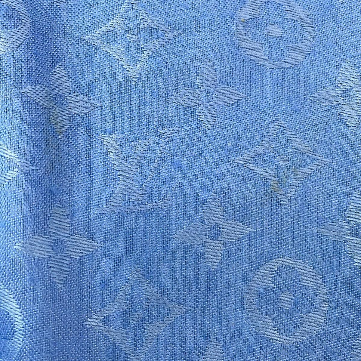 Louis Vuitton Shawl Monogram Blue Wool Silk Scarf — view 7