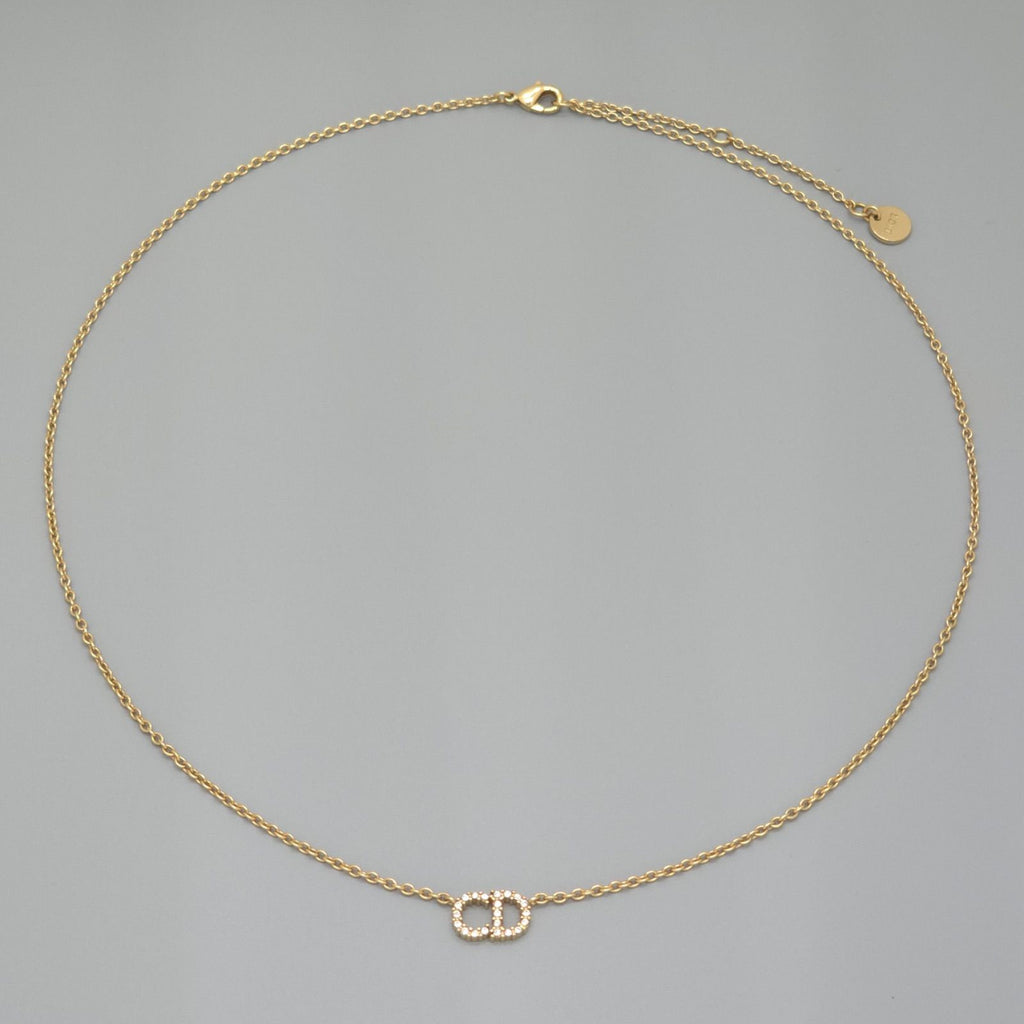 Dior Clair D Lune de Necklace Around the 48 cm White Crystal CD Signature Gold