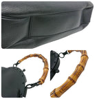Gucci Bamboo Kiss Lock Handbag Black Leather Vintage — view 6