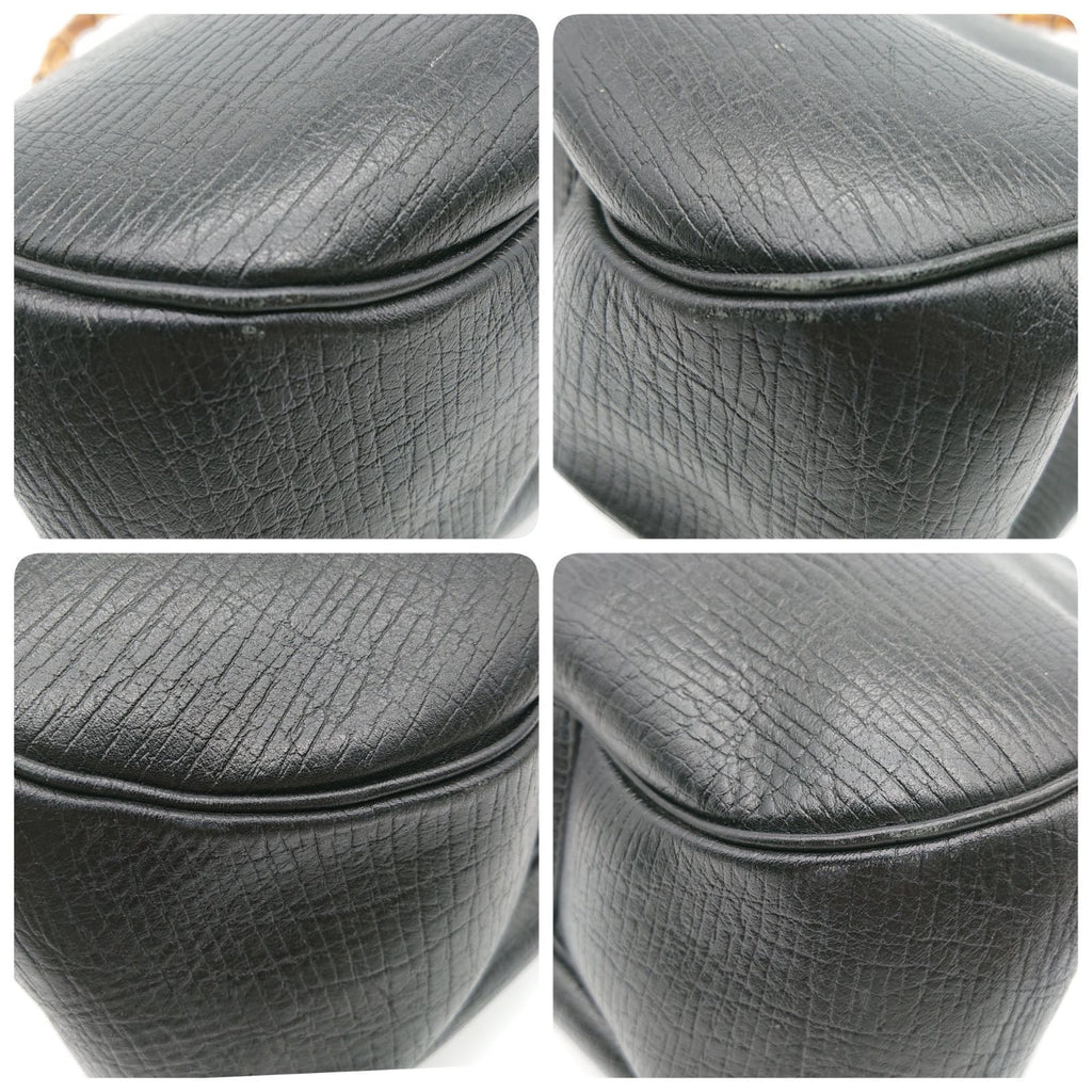 Gucci Bamboo Kiss Lock Handbag Black Leather Vintage — view 5