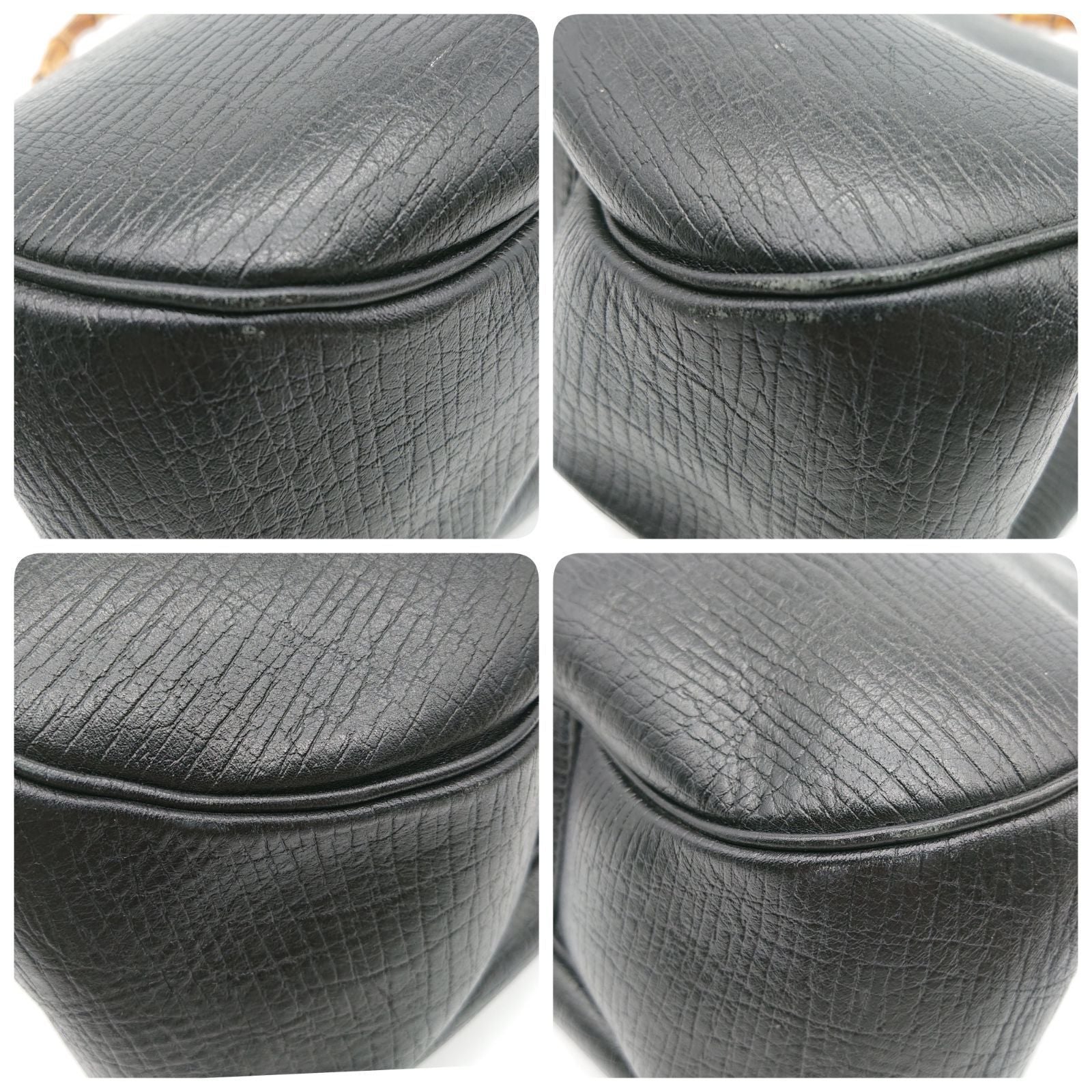 Gucci Bamboo Kiss Lock Handbag Black Leather Vintage — view 5