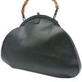 Gucci Bamboo Kiss Lock Handbag Black Leather Vintage