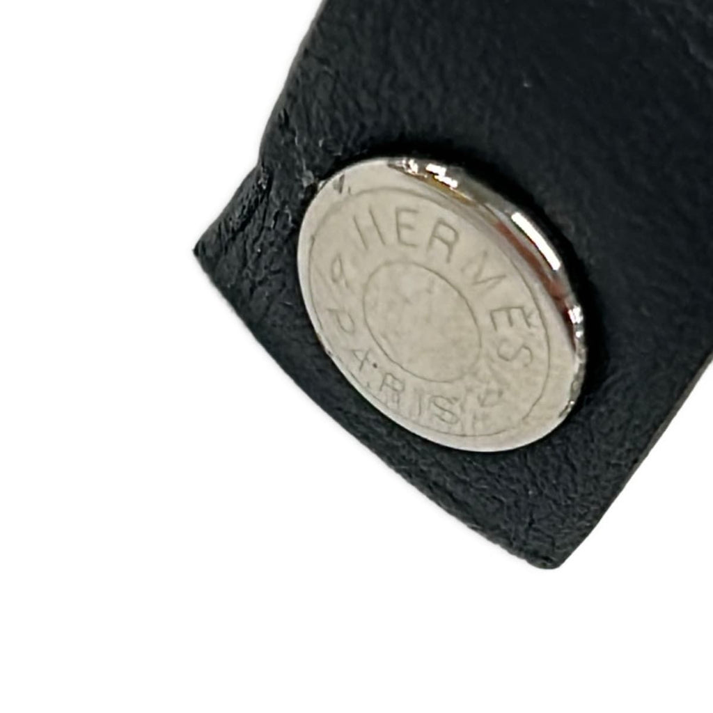 Hermes Black Silver Glove Holder Leather Gloves — view 3