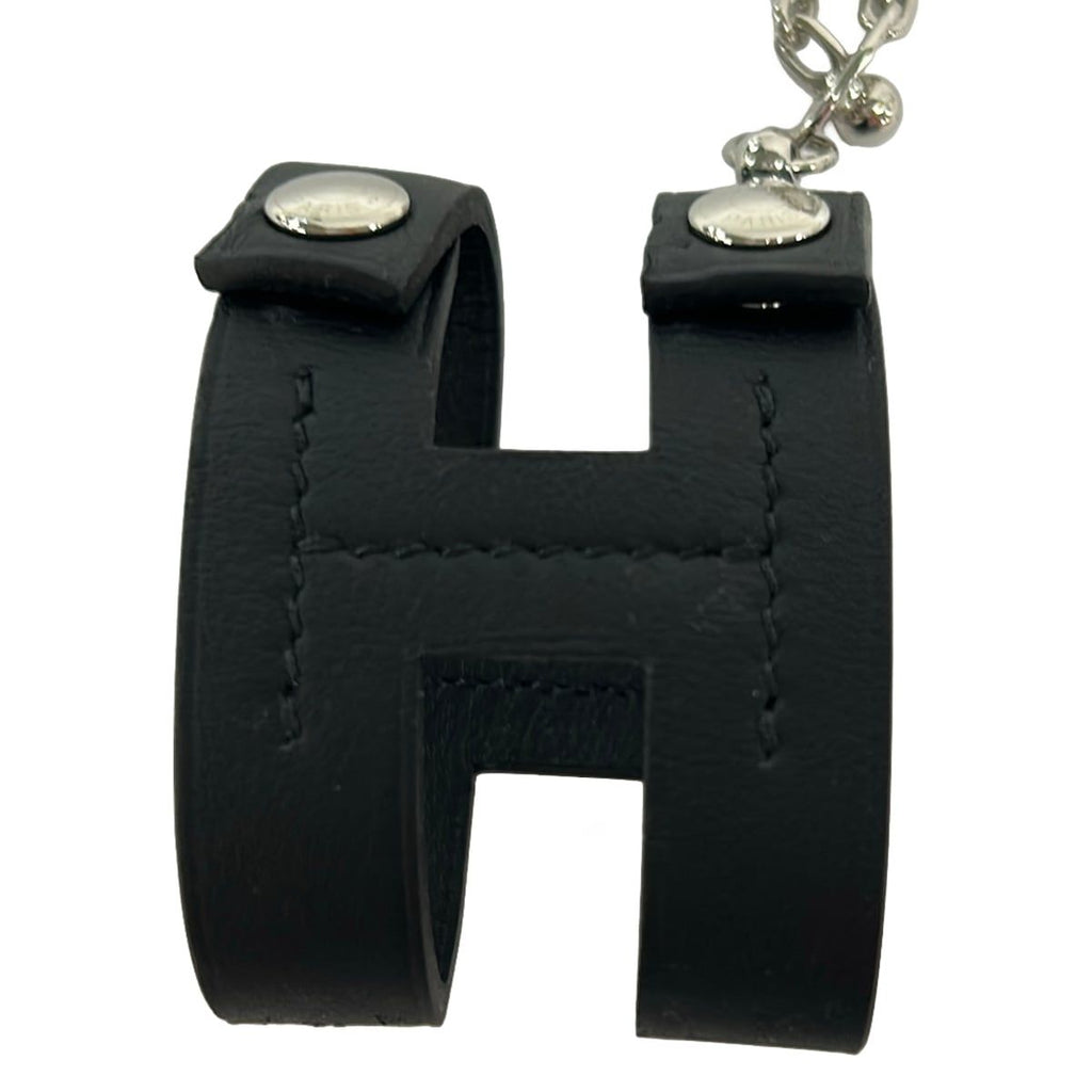 Hermes Black Silver Glove Holder Leather Gloves — view 4
