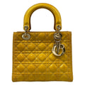 Dior Handbag Lady Bag Dark Yellow Leather