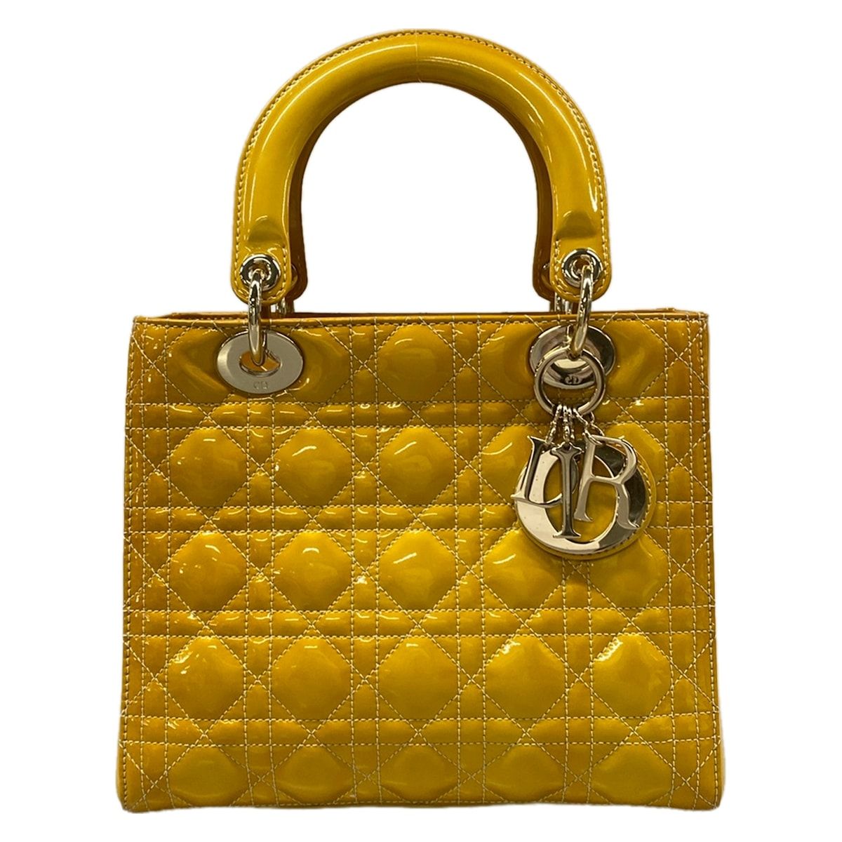 Dior Handbag Lady Bag Dark Yellow Leather