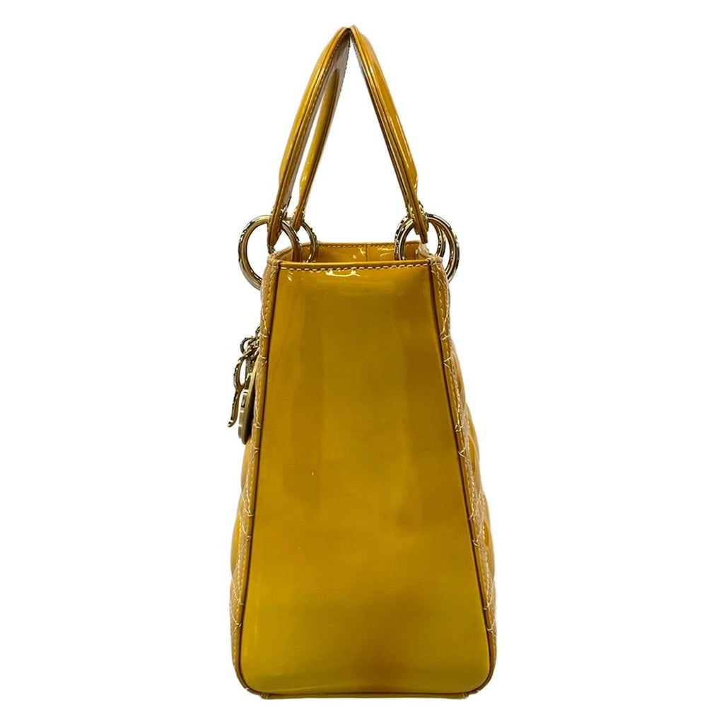 Dior Handbag Lady Bag Dark Yellow Leather — view 4
