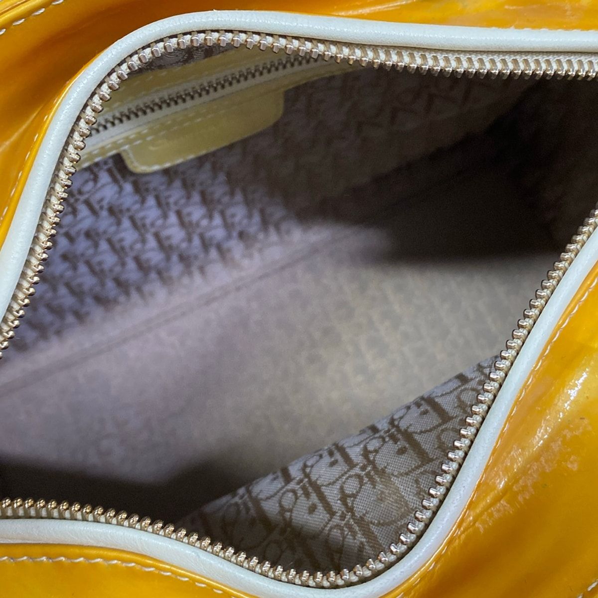 Dior Handbag Lady Bag Dark Yellow Leather — view 7