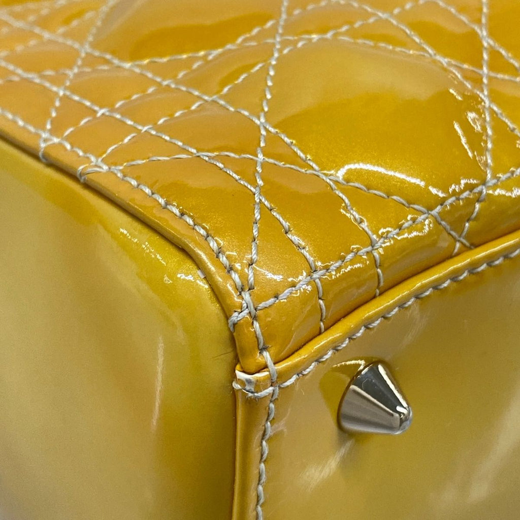 Dior Handbag Lady Bag Dark Yellow Leather — view 6