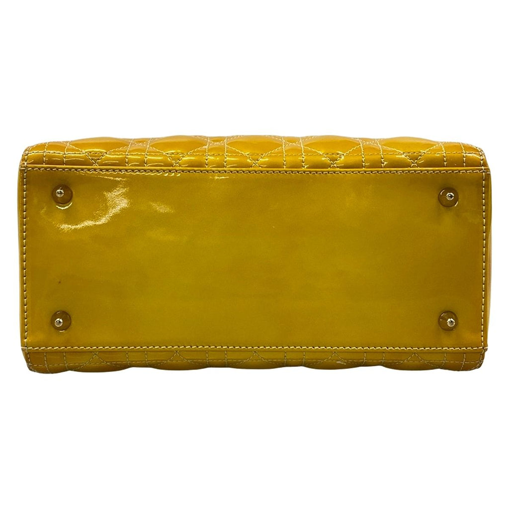 Dior Handbag Lady Bag Dark Yellow Leather — view 5