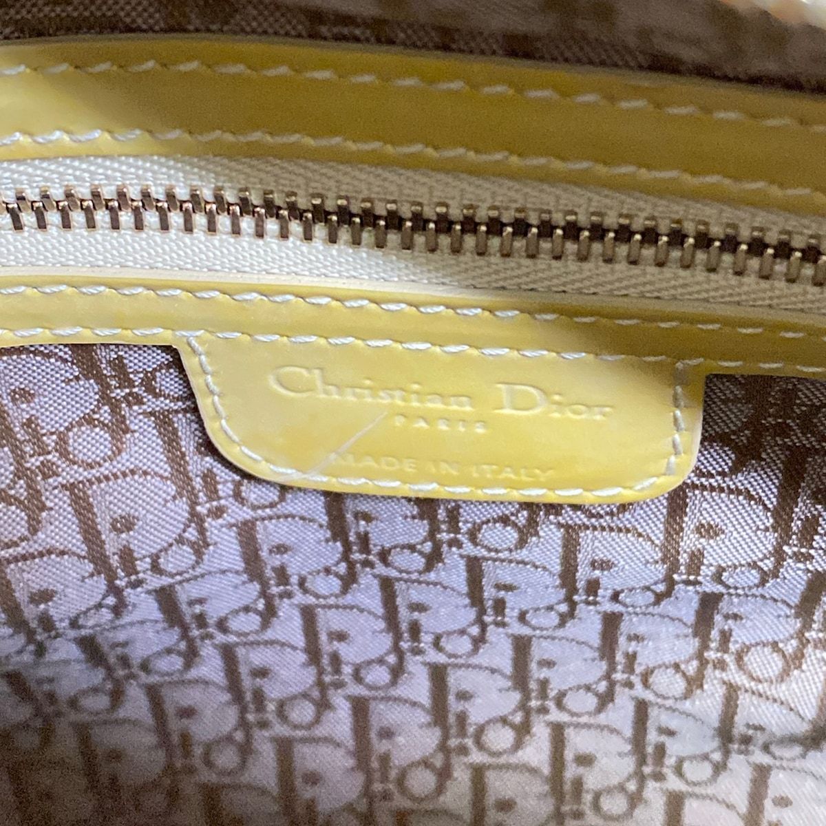 Dior Handbag Lady Bag Dark Yellow Leather — view 9