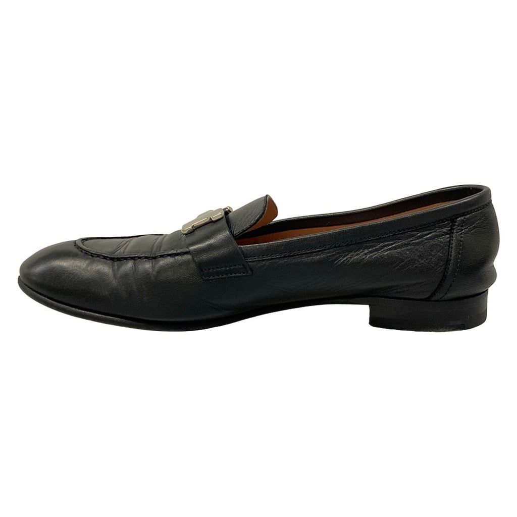 Hermes Loafers 38.5 Black Silver Leather — view 3