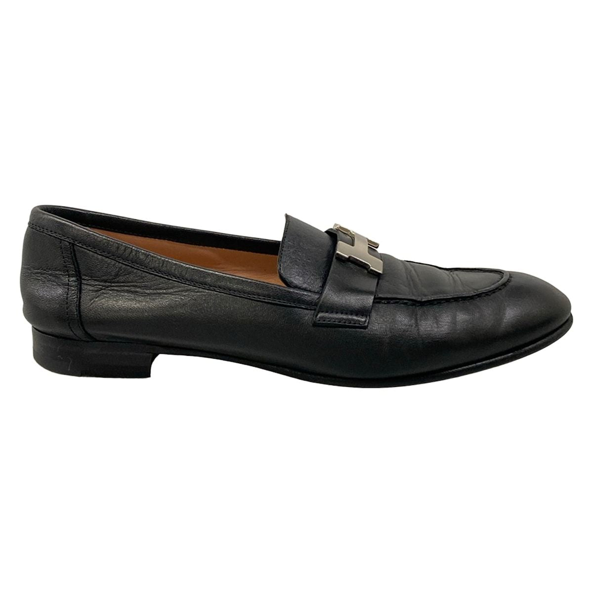 Hermes Loafers 38.5 Black Silver Leather — view 4