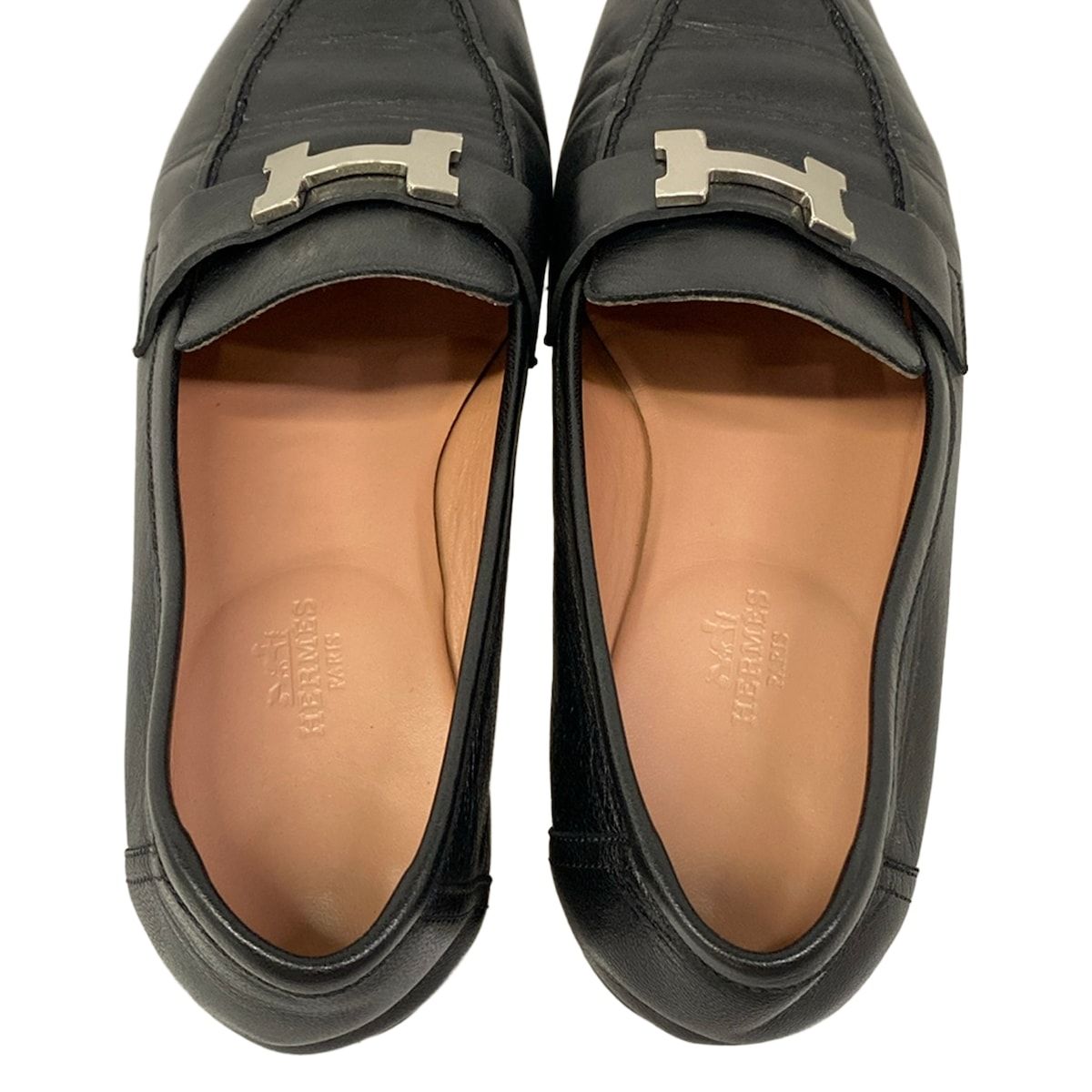 Hermes Loafers 38.5 Black Silver Leather — view 7