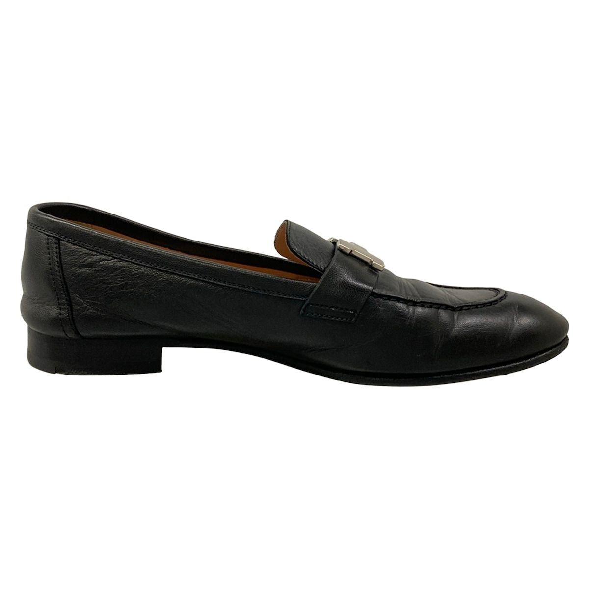 Hermes Loafers 38.5 Black Silver Leather — view 2
