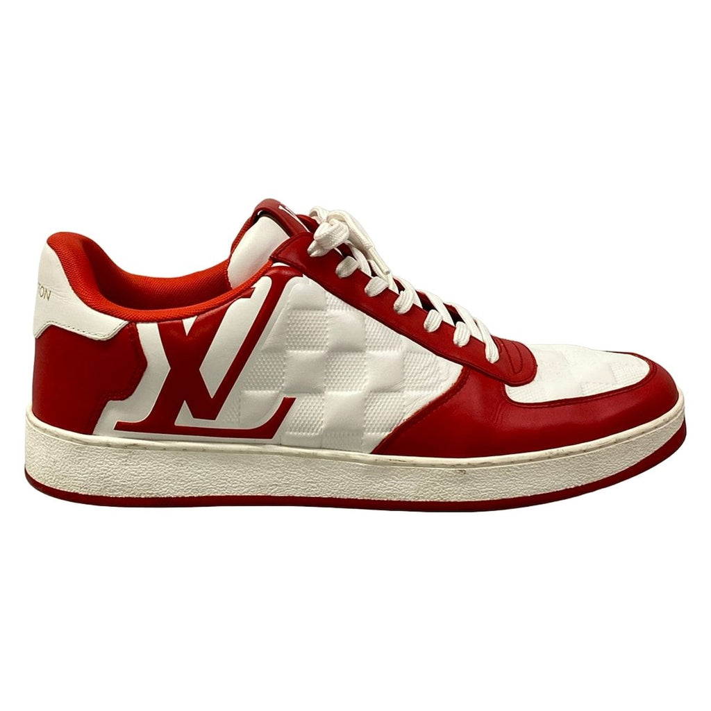 Louis Vuitton Sneakers 7.5 Rivoli Red White 7 Half Line Damier Leather — view 4
