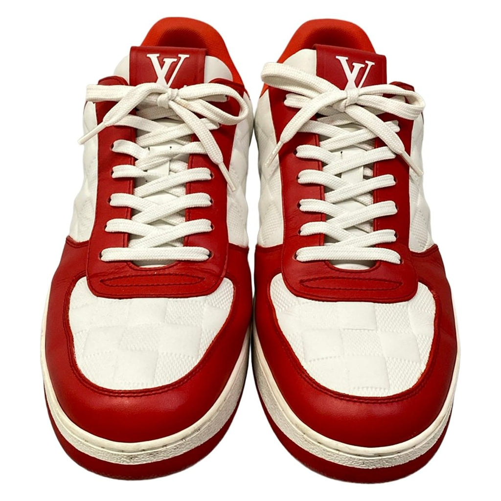 Louis Vuitton Sneakers 7.5 Rivoli Red White 7 Half Line Damier Leather — view 5