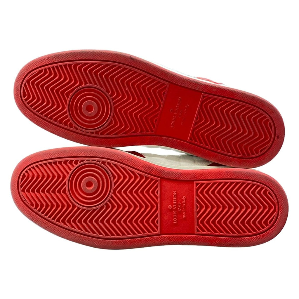 Louis Vuitton Sneakers 7.5 Rivoli Red White 7 Half Line Damier Leather — view 8
