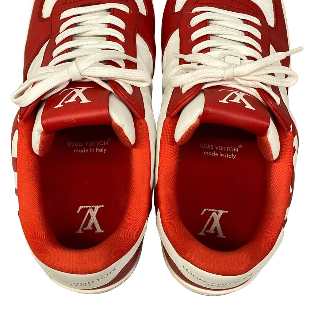 Louis Vuitton Sneakers 7.5 Rivoli Red White 7 Half Line Damier Leather — view 7