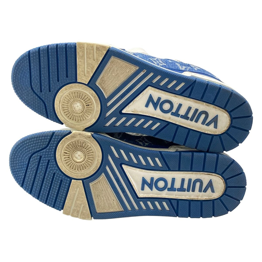 Louis Vuitton Sneakers 7.5 LV Trainer Blue White Marine 7 Half Monogram Denim — view 8