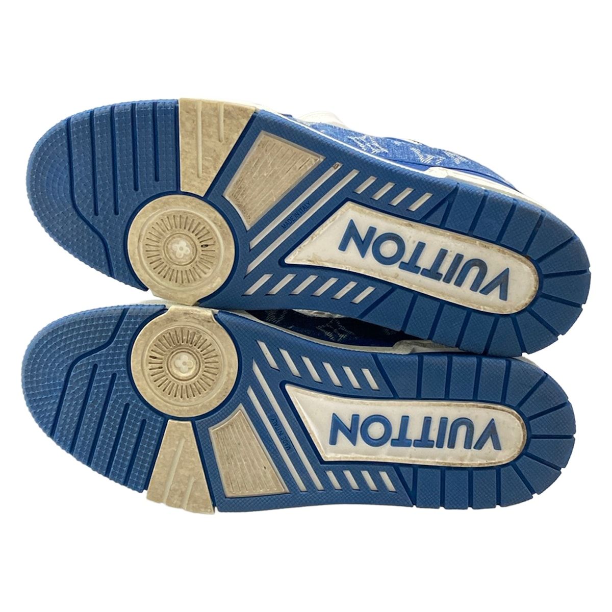 Louis Vuitton Sneakers 7.5 LV Trainer Blue White Marine 7 Half Monogram Denim — view 8