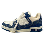 Louis Vuitton Sneakers 7.5 LV Trainer Blue White Marine 7 Half Monogram Denim