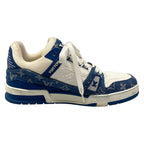 Louis Vuitton Sneakers 7.5 LV Trainer Blue White Marine 7 Half Monogram Denim — view 2
