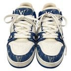 Louis Vuitton Sneakers 7.5 LV Trainer Blue White Marine 7 Half Monogram Denim — view 5