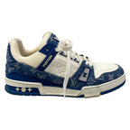 Louis Vuitton Sneakers 7.5 LV Trainer Blue White Marine 7 Half Monogram Denim — view 4
