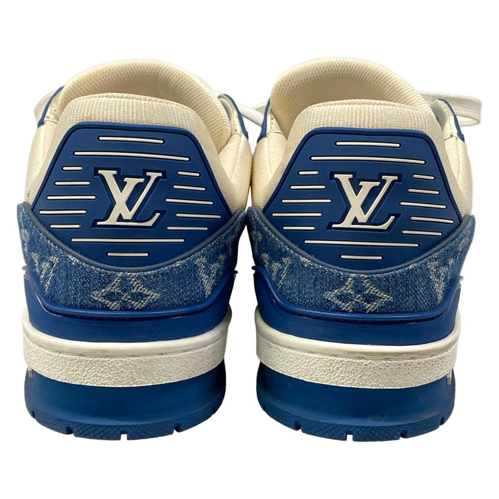 Louis Vuitton Sneakers 7.5 LV Trainer Blue White Marine 7 Half Monogram Denim — view 6