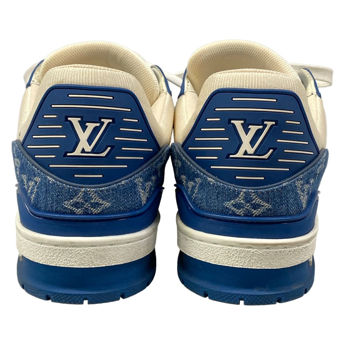 Louis Vuitton Sneakers 7.5 LV Trainer Blue White Marine 7 Half Monogram Denim — view 6