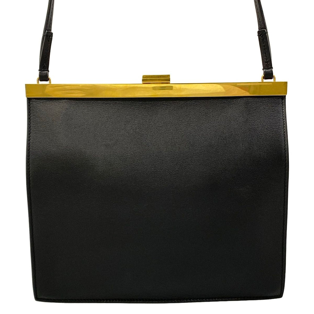 Celine Shoulder Bag Clasp Mini Black Kiss Lock Leather — view 3