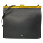 Celine Shoulder Bag Clasp Mini Black Kiss Lock Leather