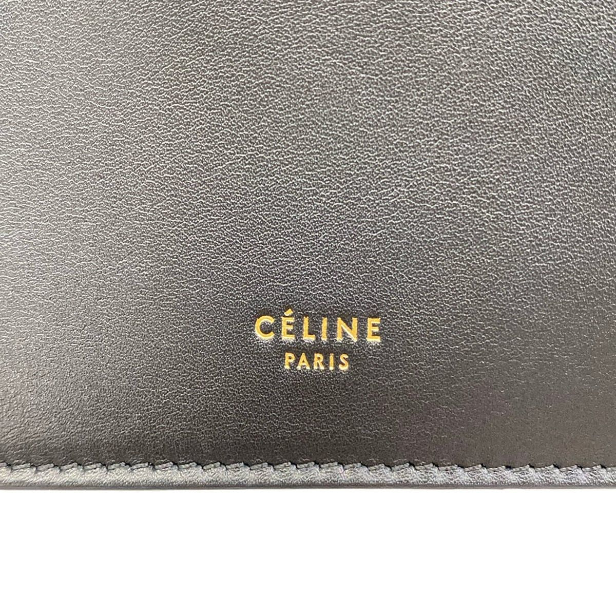 Celine Shoulder Bag Clasp Mini Black Kiss Lock Leather — view 9