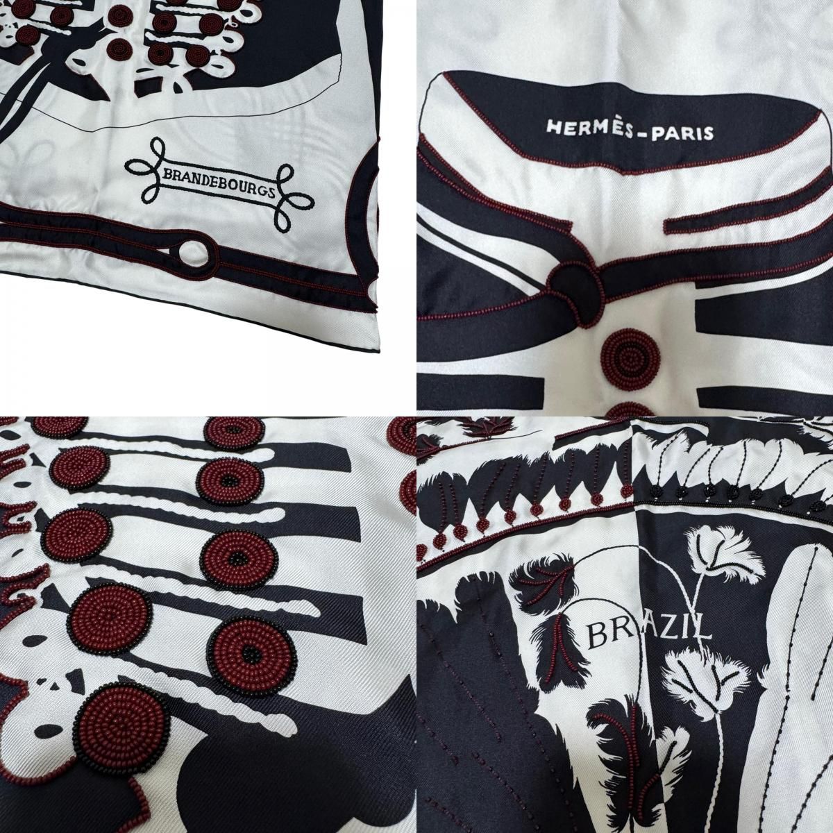 Hermes Brazil & Brandebre Beads Shawl Scarf — view 8