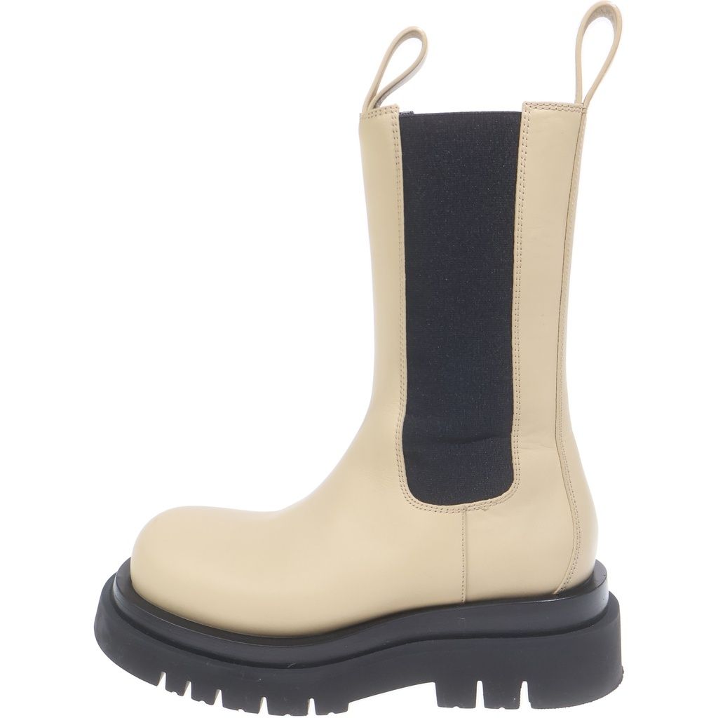 Bottega Veneta Lug Boots Rug Side Gore Leather Long Beige