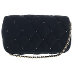 Chanel Pre Collection Chain Shoulder Bag Black Velvet Strass Silver — view 2