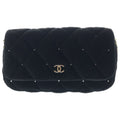 Chanel Pre Collection Chain Shoulder Bag Black Velvet Strass Silver