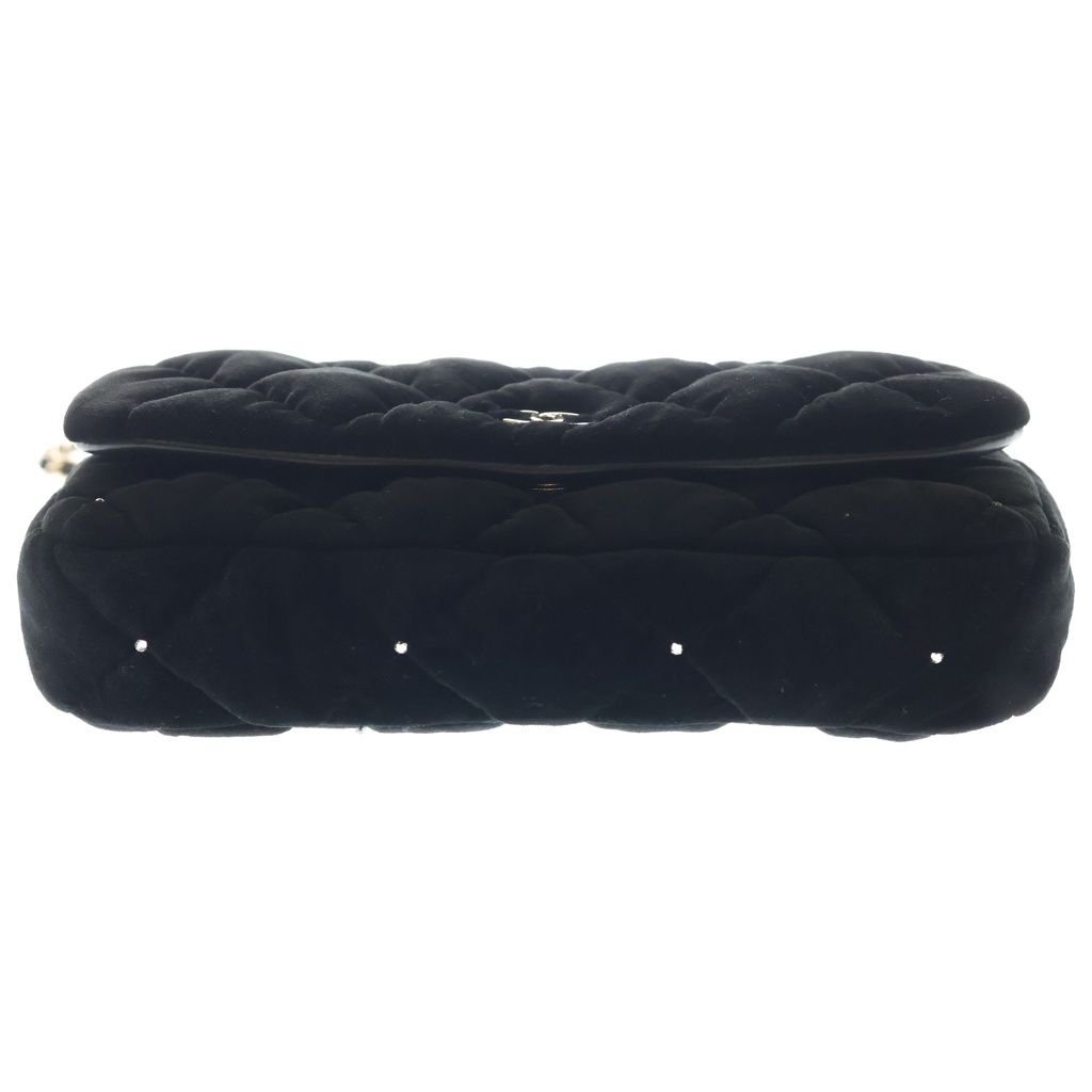 Chanel Pre Collection Chain Shoulder Bag Black Velvet Strass Silver — view 4