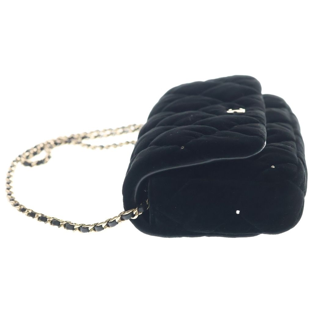 Chanel Pre Collection Chain Shoulder Bag Black Velvet Strass Silver — view 3