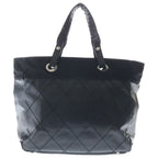 Chanel Paris Biarritz CC Logo Quilted Leather Tote Black — view 2